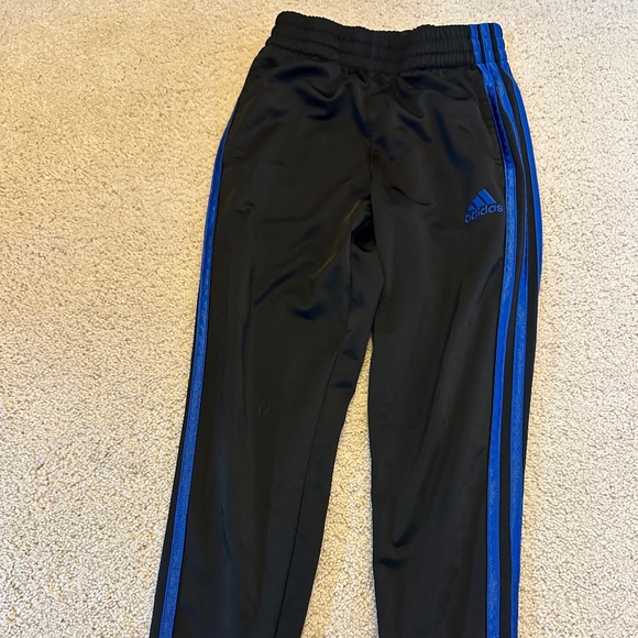 Adidas Sports Pants, Black with Blue Stripes, Boys Small - Picture 2 of 4
